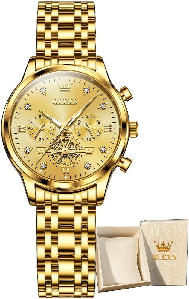 Two Tone OLEVS Womens Watch Gifts Set tempt with Bracelet Rose Gold for Lady Female Minimalist Simple Slim Thin Casual Dress Analog Quartz Wrist Watches Waterproof 