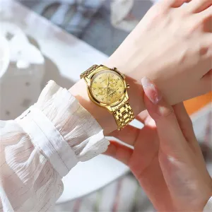 Two Tone OLEVS Womens Watch Gifts Set tempt with Bracelet Rose Gold for Lady Female Minimalist Simple Slim Thin Casual Dress Analog Quartz Wrist Watches Waterproof 