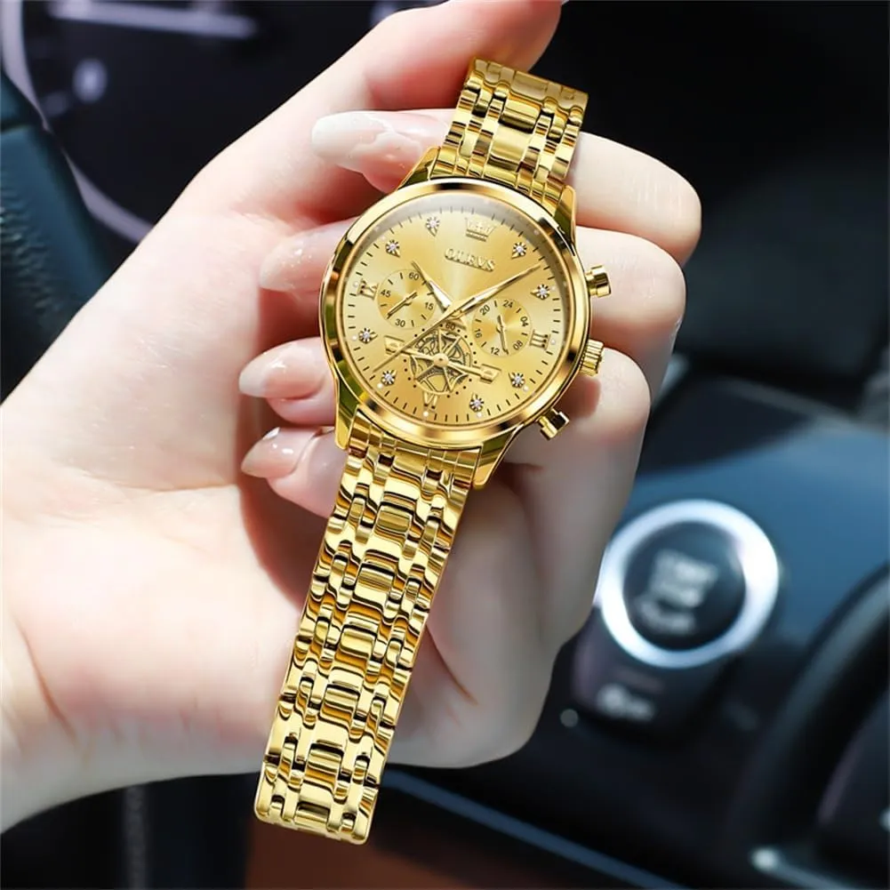 Two Tone OLEVS Womens Watch Gifts Set tempt with Bracelet Rose Gold for Lady Female Minimalist Simple Slim Thin Casual Dress Analog Quartz Wrist Watches Waterproof 