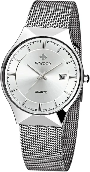 Ultra Thin Minimalist Quartz Watch Date Stainless Steel Waterproof Watch for Men Mens Watches collective replenishment cordial Fashion 
