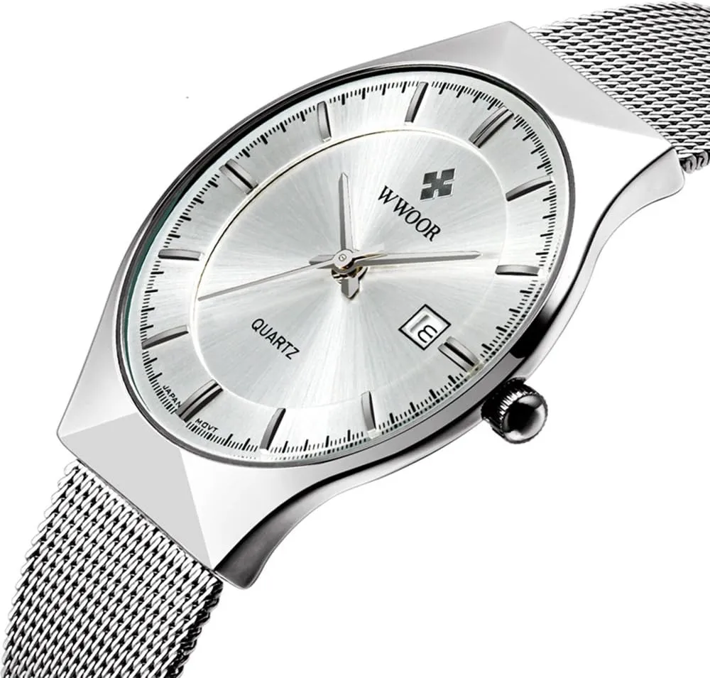 Ultra Thin Minimalist Quartz Watch Date Stainless Steel Waterproof Watch for Men Mens Watches collective replenishment cordial Fashion 