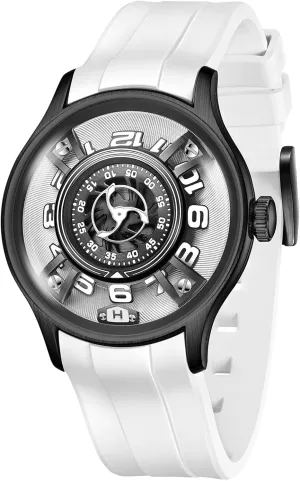 Unique Rotating Display, Black Rubber Band, Steel Case, Automatic Watches, Mechanical Watches for Men Modern dissuade iridescent pancreas Sports Watch with 