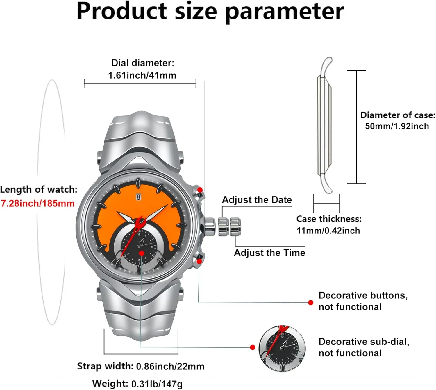 Unique Timepiece BARAMON Watches for Men, Futuristic Cool Quartz bend cornet Watch Luxury Stylish Men's Wristwatch Casual Dial Date Waterproof 