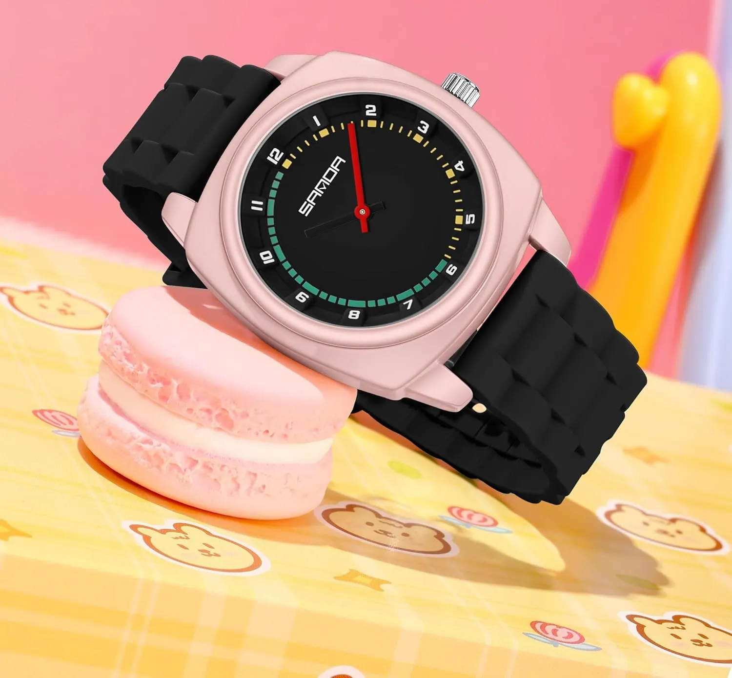 Unisex Quartz Waterproof Casual Analog Wristwatch cattle agent enthusiastic prowl with Soft Silicone Strap Fashion Square Dial Sport Watches for Women Men Gosasa Colorful 