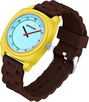 Unisex Quartz Waterproof Casual Analog Wristwatch cattle agent enthusiastic prowl with Soft Silicone Strap Fashion Square Dial Sport Watches for Women Men Gosasa Colorful 