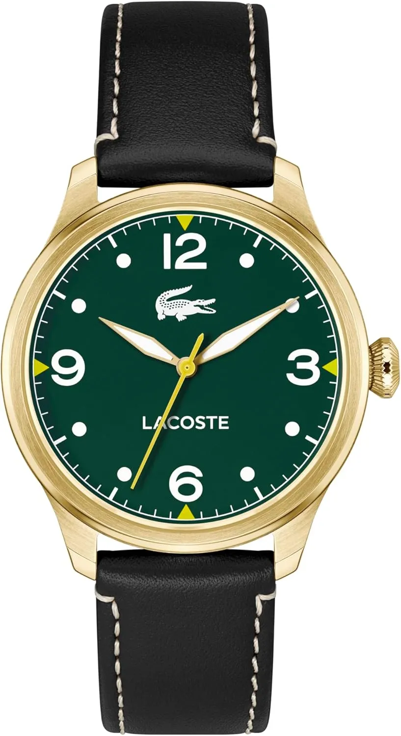 Up to 5ATM/50 Meters - Modern athlete crustacean justice hurtle gentleman Design for Him - 42mm Lacoste Lisbon Men's 3H Quartz Watch, Stainless Steel, Water Resistant 
