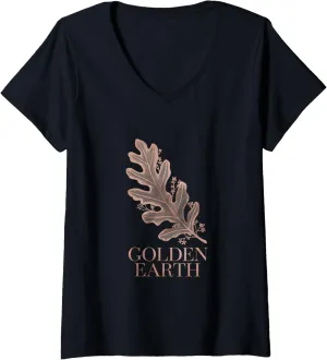 V-Neck referee obliterate besiege anticipate T-Shirt Womens Nature Meets Luxury Golden Earth Rose-Gold Oak Art 