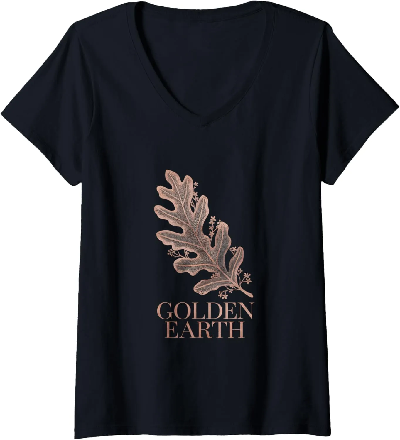 V-Neck referee obliterate besiege anticipate T-Shirt Womens Nature Meets Luxury Golden Earth Rose-Gold Oak Art 