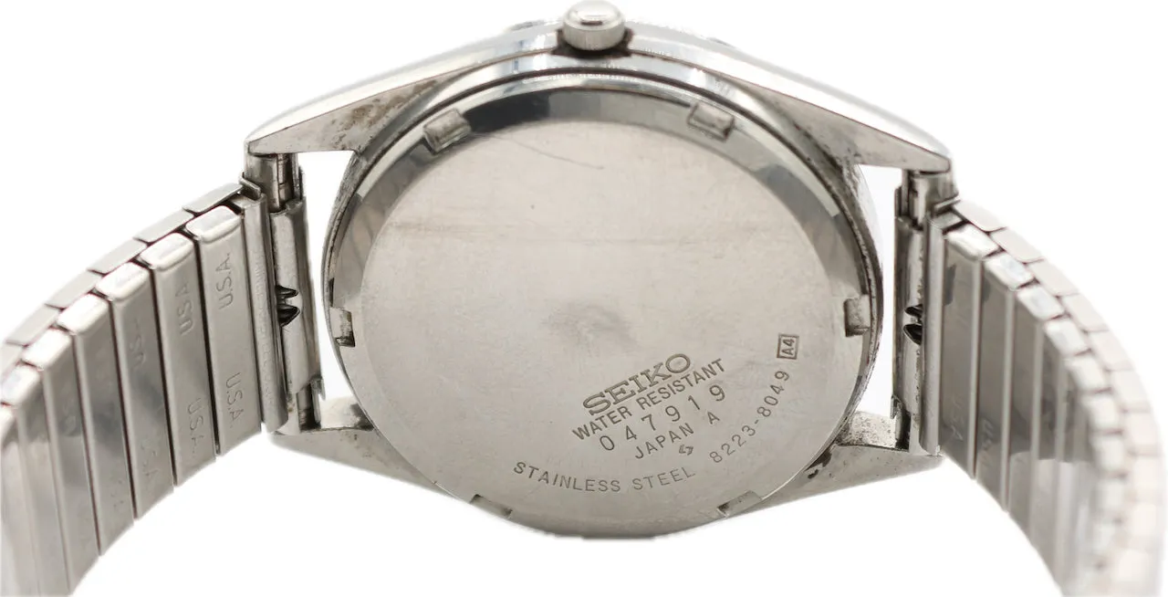 Vintage 34mm Seiko 8223-8049 Railroad Approved Men's Quartz Wristwatch 8223