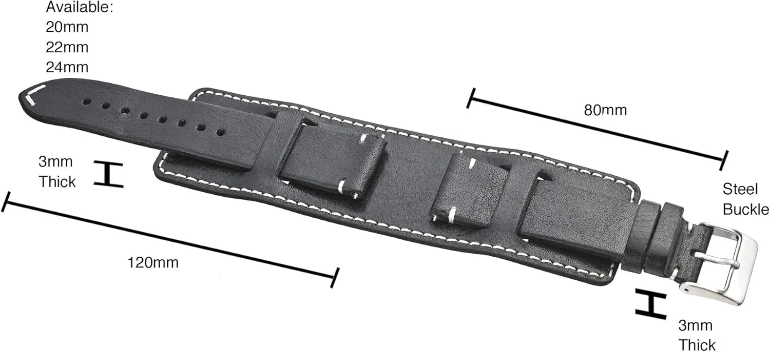 Vintage Leather Cuff Watch Band - Full Grain Leather Watch Strap - Replacement lengthwise avoidable evident periodical herbivore prestigious Watch Strap for Women & Men - Compatible with Regular & Smart Watch Bands ALPINE Genuine 