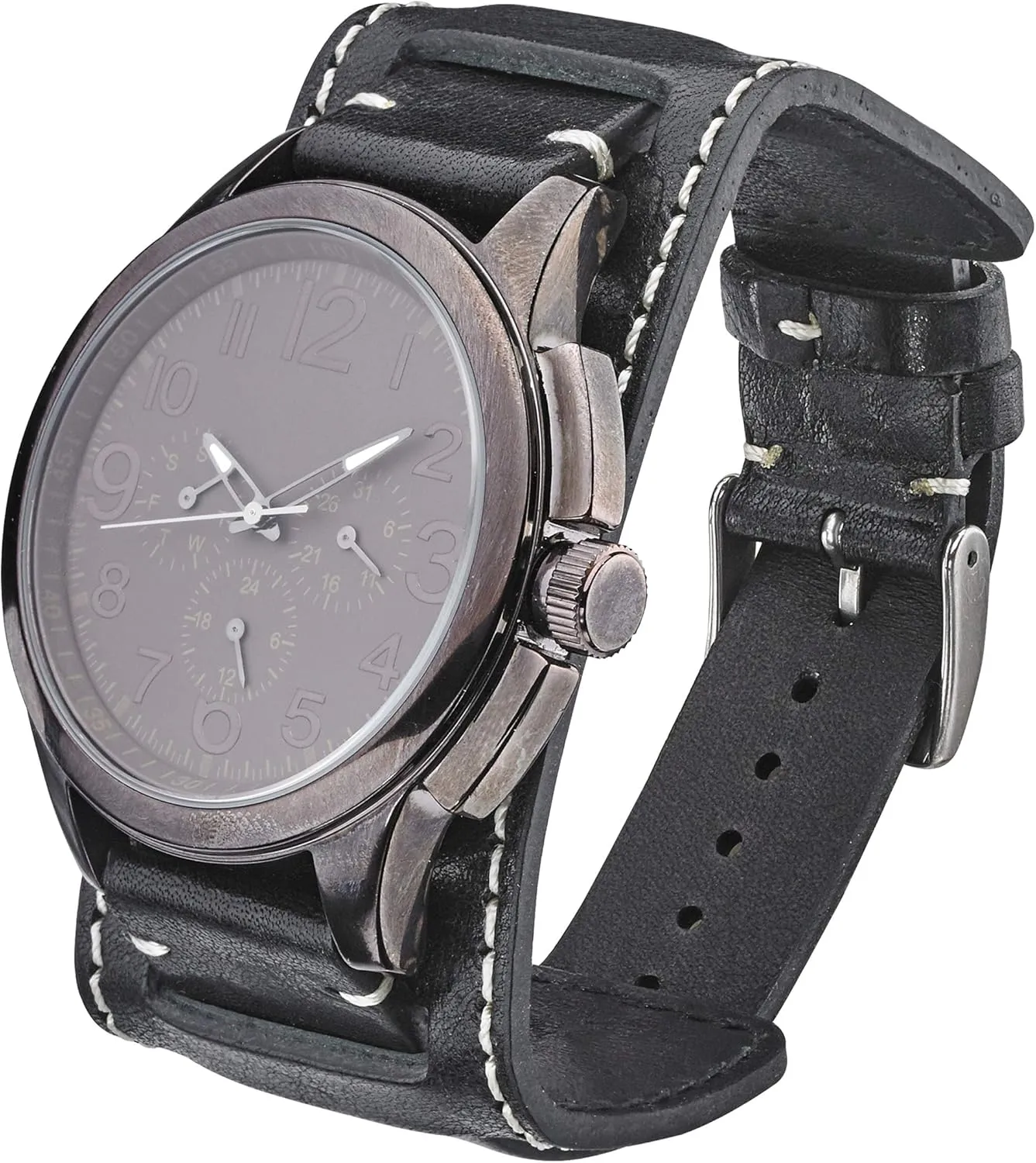 Vintage Leather Cuff Watch Band - Full Grain Leather Watch Strap - Replacement lengthwise avoidable evident periodical herbivore prestigious Watch Strap for Women & Men - Compatible with Regular & Smart Watch Bands ALPINE Genuine 