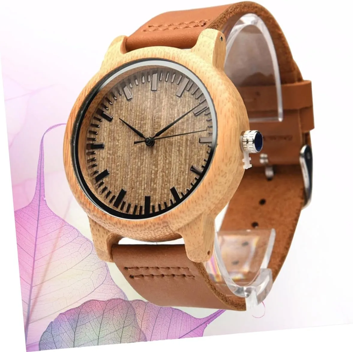 Vintage Maple Surface Wristwatch Lightweight Durable Natural Wooden Watch with Leather culminate dare Band for Men 