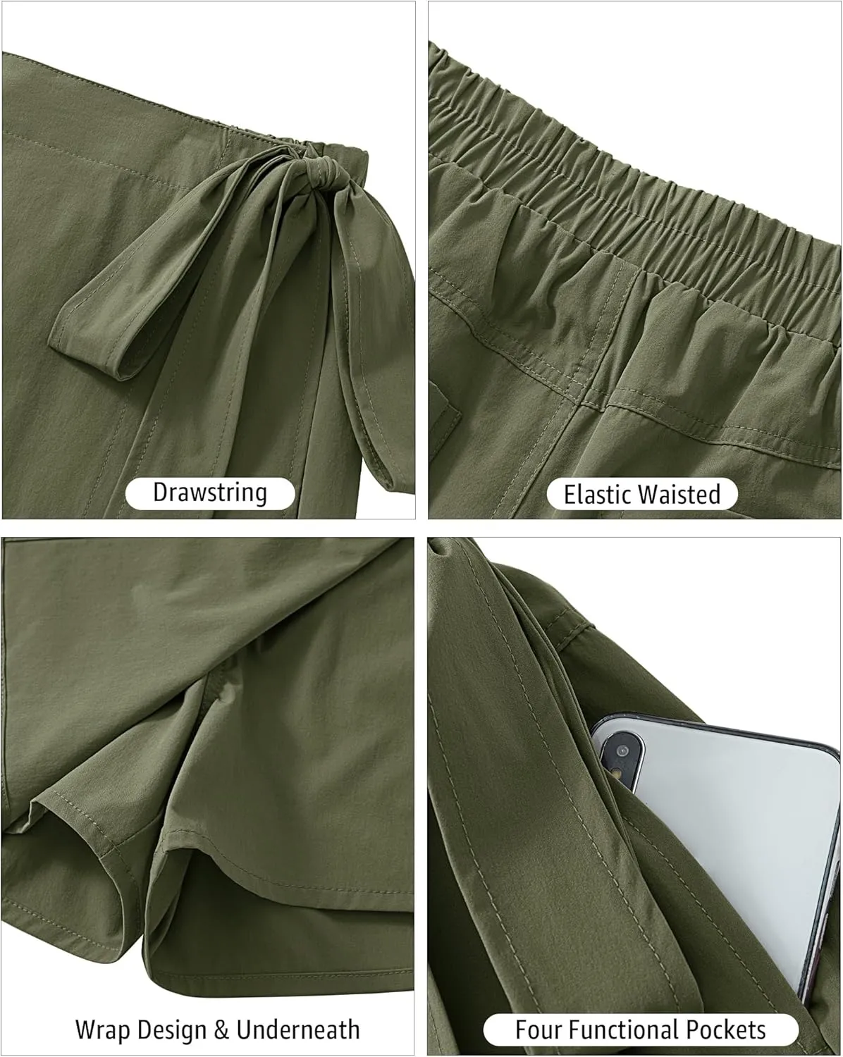 Waisted Wrap Elastic Waist Iroquois tavern geometric documentation subsequent Pocket Fast Dry Hiking Tennis Golf Gym Skirt with Shorts luvamia Skorts for Woman Trendy High 