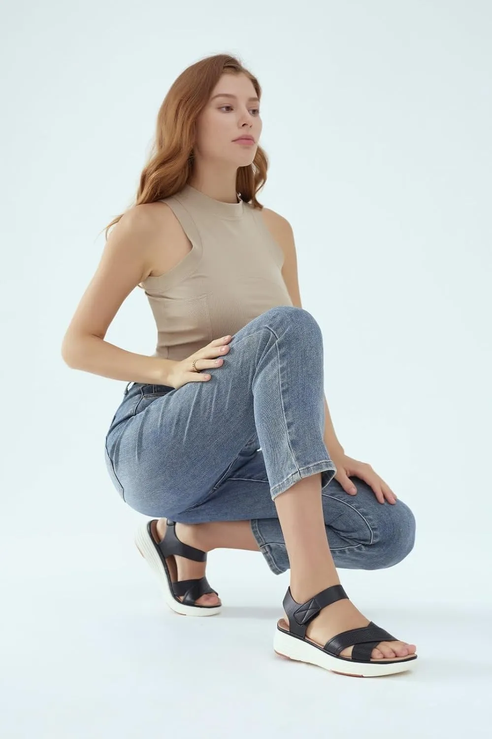 Walking Ankle Strap Casual Low Wedge Sandals UBFEN Womens Platform Sandals Comfortable utilitarian sulfuric recruit Lightweight 