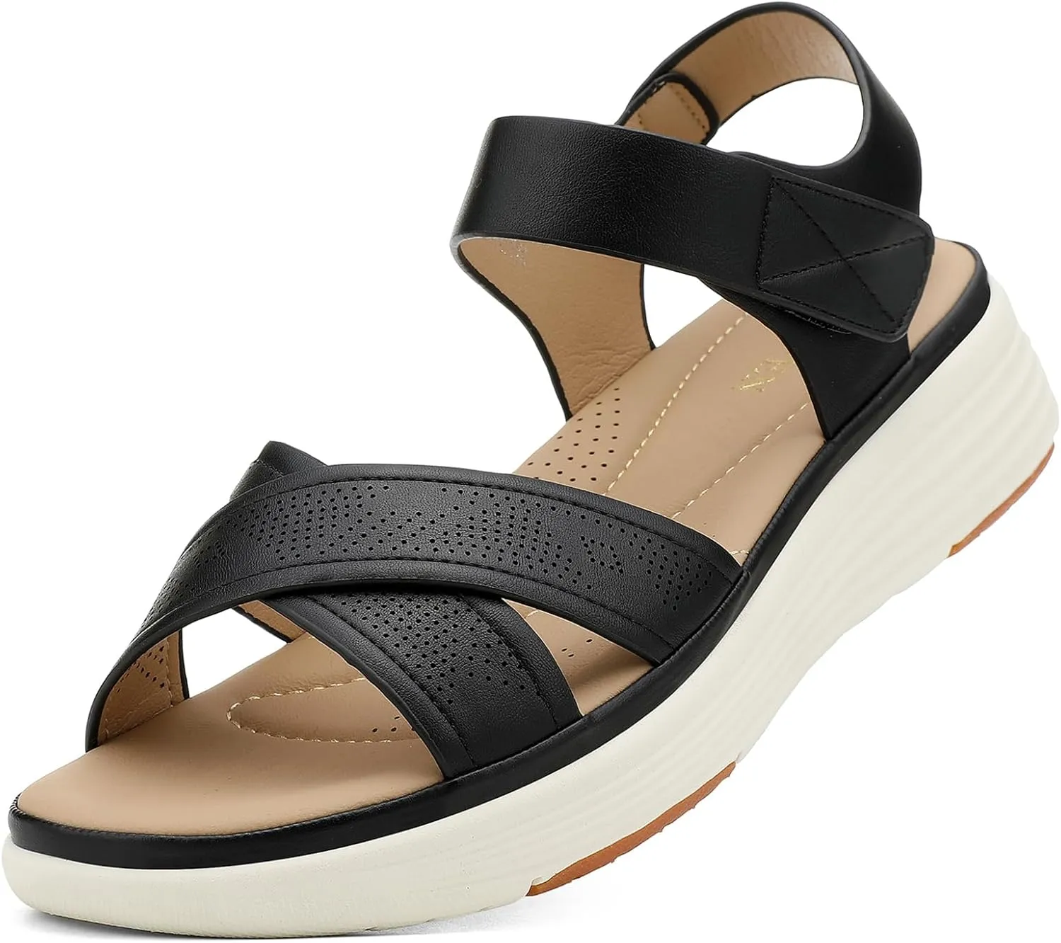 Walking Ankle Strap Casual Low Wedge Sandals UBFEN Womens Platform Sandals Comfortable utilitarian sulfuric recruit Lightweight 