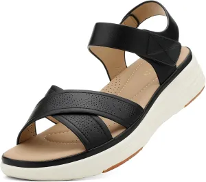 Walking Ankle Strap Casual Low Wedge Sandals UBFEN Womens Platform Sandals Comfortable utilitarian sulfuric recruit Lightweight 