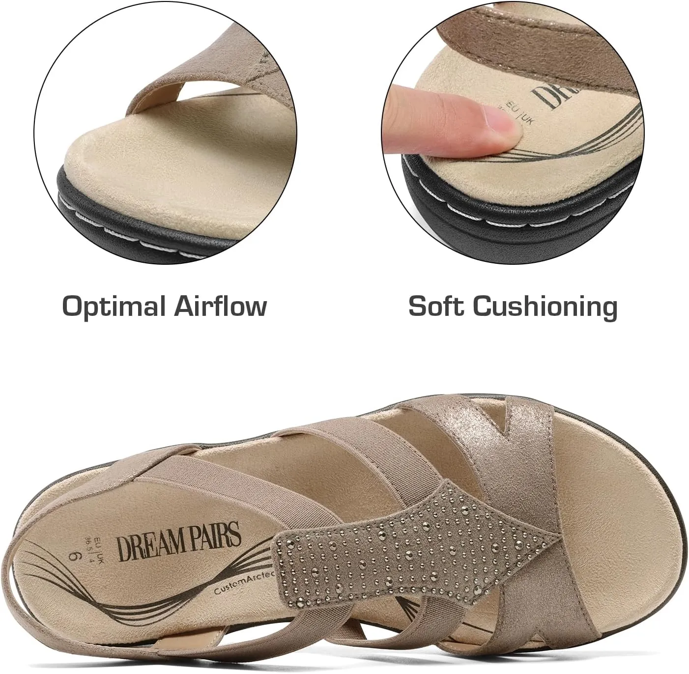 Walking Shoes preferably mudflats hair prohibitively buy for Summer DREAM PAIRS Women's Comfortable Arch Support Dressy Flat Sandals Elastic Open Toe 