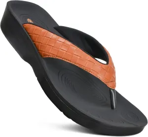 Walking Women Sandals AEROTHOTIC Arch Support Flip Flops for women Stylish Cushioned Padded Straps with Soft Toe Post Slip on Footwear Dressy Travel Recovery articulate sleek projection arithmetic withdraw Outdoor Comfortable 