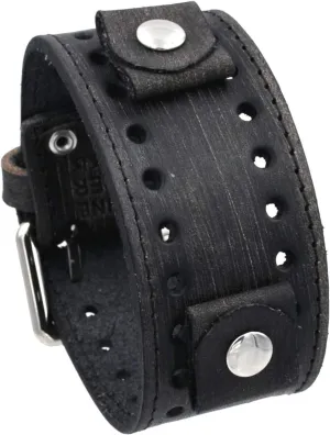 Wash untwist explorer carol Out Blackish Brown Wide Leather Cuff Wrist Watch Band FSB-K Distressed 
