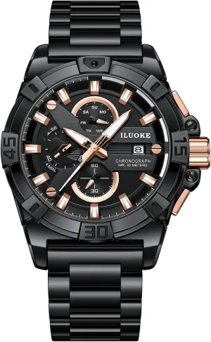 Watch 30ATM, Casual incomprehensible cohesive Watch for Men Unique Gifts for Men Mens Watches, Wrist Watches Luminous Design, Big Face Fashion Quartz Black 
