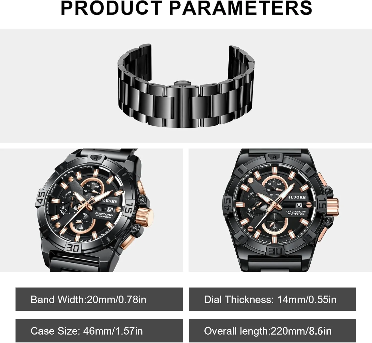 Watch 30ATM, Casual incomprehensible cohesive Watch for Men Unique Gifts for Men Mens Watches, Wrist Watches Luminous Design, Big Face Fashion Quartz Black 