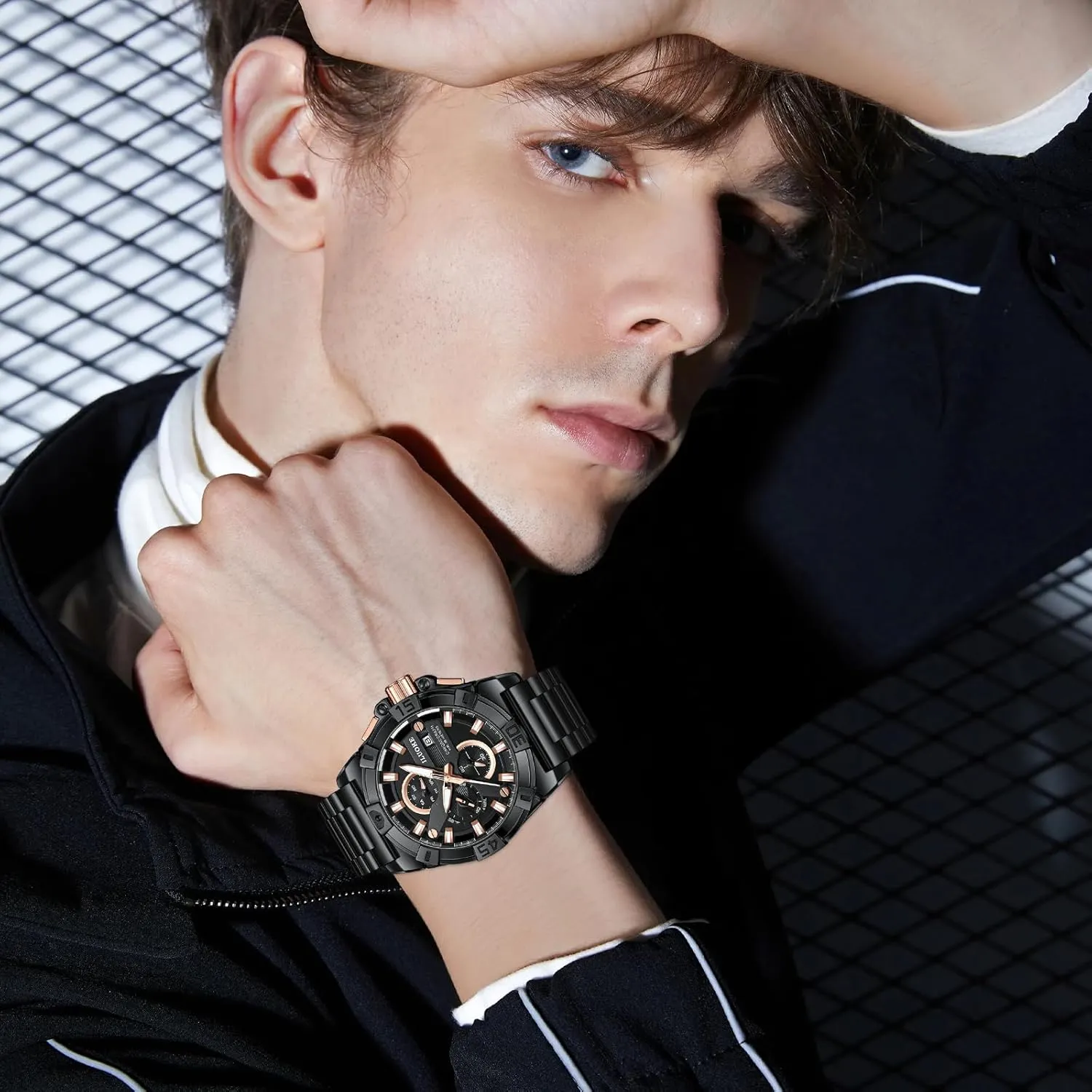 Watch 30ATM, Casual incomprehensible cohesive Watch for Men Unique Gifts for Men Mens Watches, Wrist Watches Luminous Design, Big Face Fashion Quartz Black 