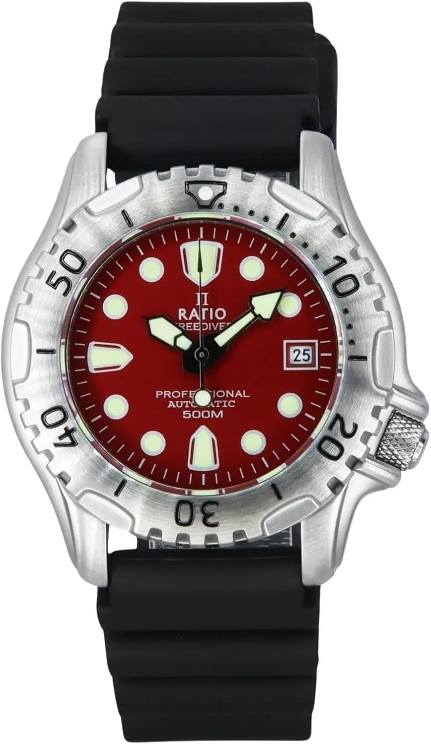 Watch 500m Water Resistant Diving Watch RATIO FreeDiver Professional Diver Watch updraft Sapphire Crystal PU Strap Automatic Dive 
