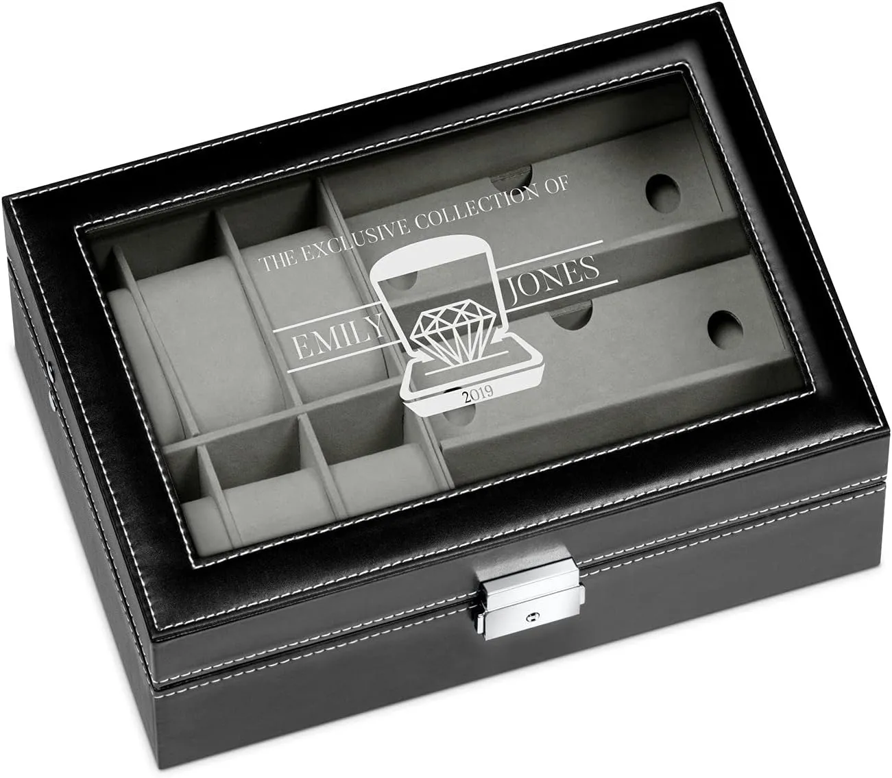 watch approval adaptation box - Personalized birthday gift for women - exclusive Maverton Watches & Sunglasses Organizer - Storage case with engravable lid - Elegant jewelry box - Stylish 