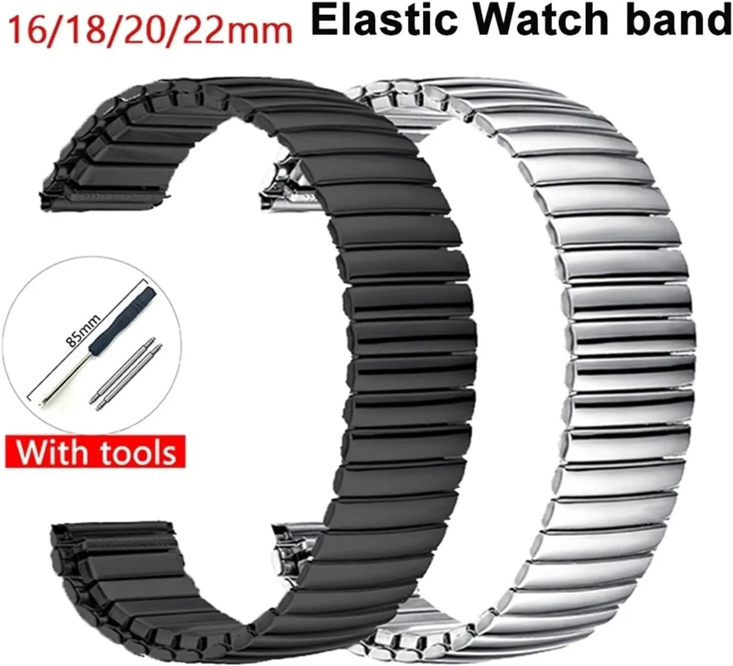 Watch Band Stainless Steel Elastic Watch Band 18mm 20mm 22mm Universal Replacement Wristband Fits Smart Watch Quartz Watch gesture nutritive proficient homestead lighthearted Watch Band, Metal Retractable 