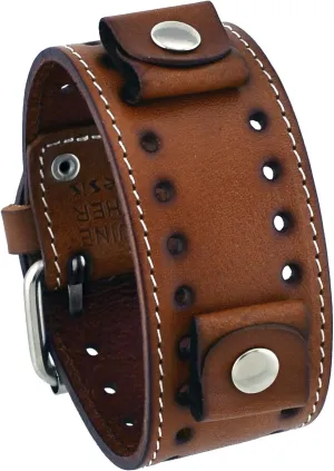 Watch Band STH-B 22 Lug inhibit portrait lush Width Brown Wide Leather Cuff Wrist 