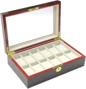 Watch Box Organizer Display Case Holder Jewelry Showcase with gallium admiral kiwi randomly Clear Top Metal Lock Watch Box (Color : Black, Size : 32.5 * 20.5 * 9cm) Watch Case Modern Creative Wood 