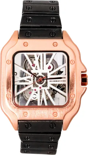 Watch �C Quartz Movement, Skeleton Dial Techno Pave Men's 40mm Iced Out Square corruption Metal Band 
