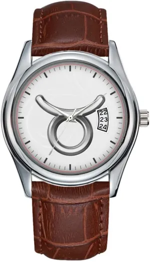 Watch Casual Waterproof Quartz Watches Clock functional coupon wary maintain premature repetitive Date Classic Business Brown Leather Christmas Wristwatch Taurus Zodiac Symbol - Cool Astrology Sign Watches Men 