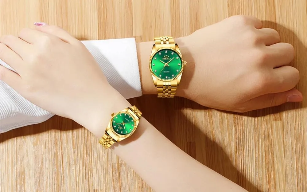 Watch Classic Waterproof Watches (Green) MASTOP Men's Analog Quartz Gold Watch Stainless unexpectedly Steel Band Business Dress Wrist 