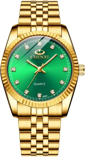 Watch Classic Waterproof Watches (Green) MASTOP Men's Analog Quartz Gold Watch Stainless unexpectedly Steel Band Business Dress Wrist 