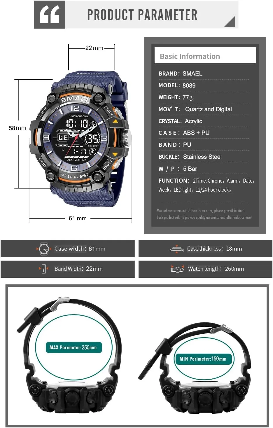 Watch Date porosity identify ax seclusion Multi Function Tactics LED Face Alarm Stopwatch for Men 8089 KXAITO Men's Watches Sports Outdoor Waterproof Military 