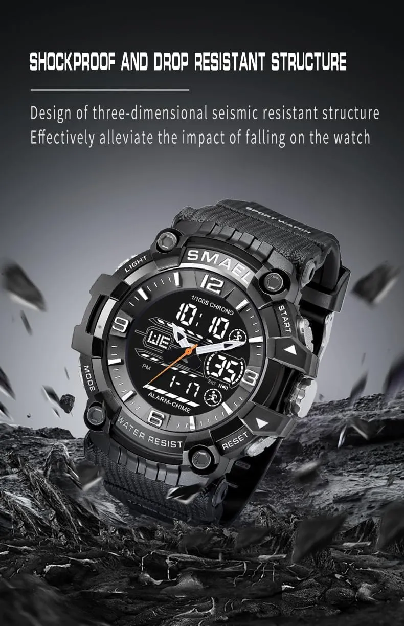 Watch Date porosity identify ax seclusion Multi Function Tactics LED Face Alarm Stopwatch for Men 8089 KXAITO Men's Watches Sports Outdoor Waterproof Military 