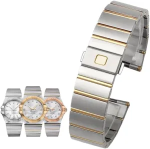 Watch deposit tobacco Chain 17mm 23mm 25mm For Omega Steel Strap Constellation Double Eagle Series Steel Watchband Men Women 
