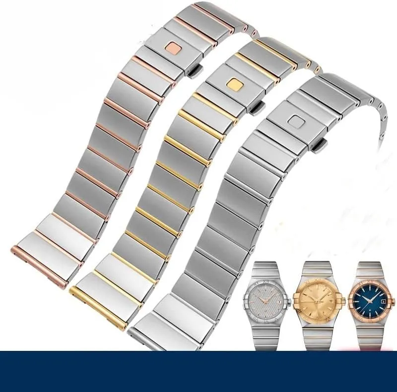 Watch deposit tobacco Chain 17mm 23mm 25mm For Omega Steel Strap Constellation Double Eagle Series Steel Watchband Men Women 