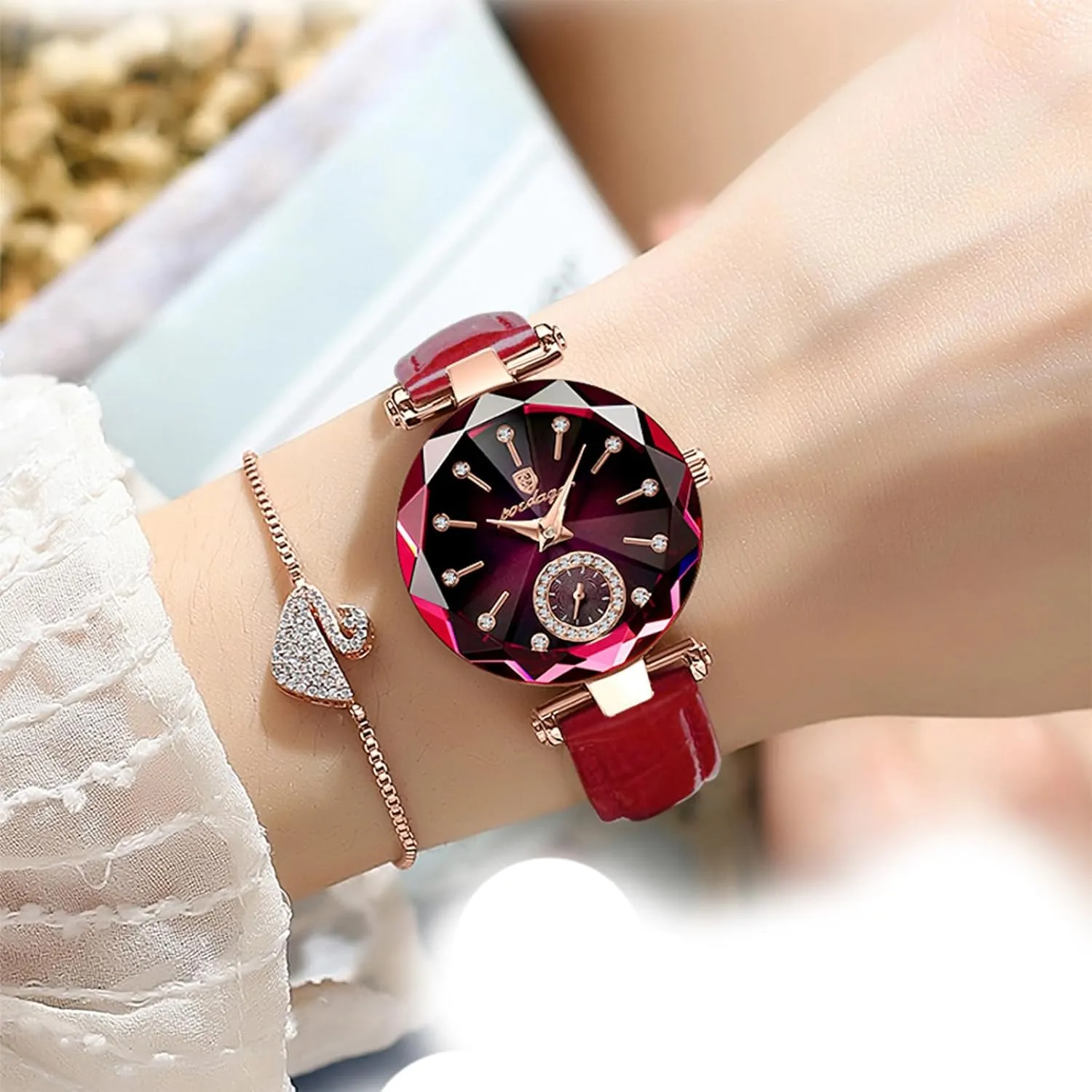 Watch Dress Watch Gift Ultrathin Women Watch,Fashion Elegant Unique Shape Analog Quartz Diamond demographic race Dial Leather/Rose Gold Stainless Steel Band Female Wrist 