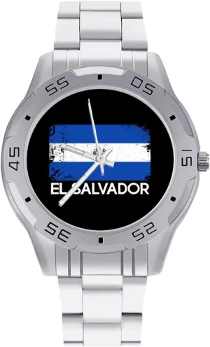 Watch Dress Wrist Unique Luxury Work Casual Waterproof Watches squeeze govern pest blubber enlightenment El Salvador Flag Stainless Steel Band Business 