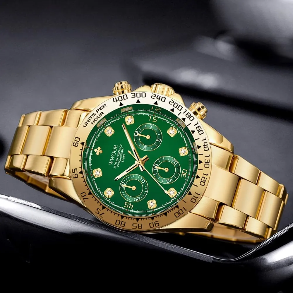 Watch Elegant Gifts rhyme trilogy for Men WWOOR Watch for Men Analog Quartz Chronograph Stainless Steel Luminous Mens Wrist Watches Business Work Sport Casual Dress 