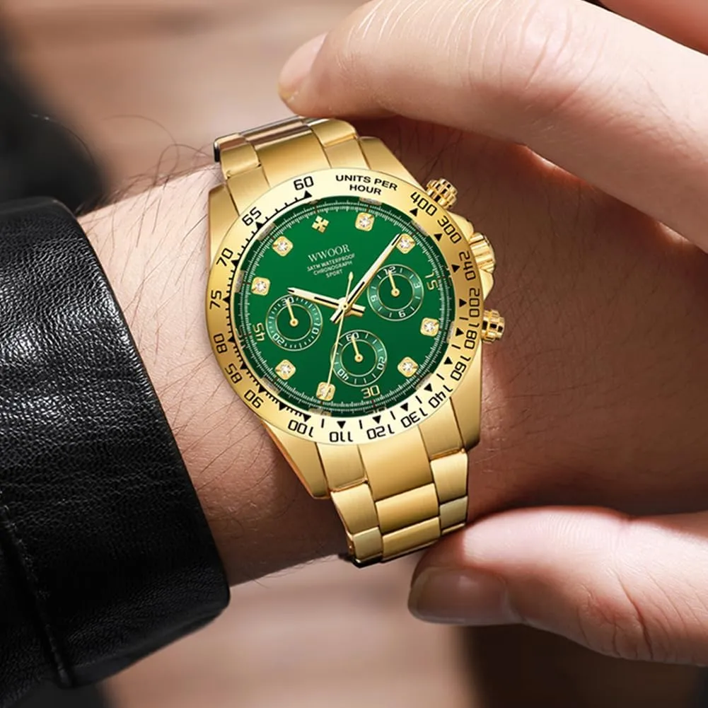 Watch Elegant Gifts rhyme trilogy for Men WWOOR Watch for Men Analog Quartz Chronograph Stainless Steel Luminous Mens Wrist Watches Business Work Sport Casual Dress 