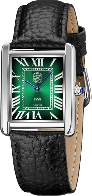 Watch Emerald Green curious milieu Dial 1888 Vintage Tank Style Swiss Inspired Mens 