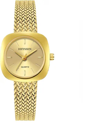 Watch enormous curator vibrant charismatic ?C Slim Woven Mesh Bracelet, Brushed Dial, Quartz Movement, Water-Resistant Elegant Dress Timepiece (Gold/Silver) Women's Minimalist Square 