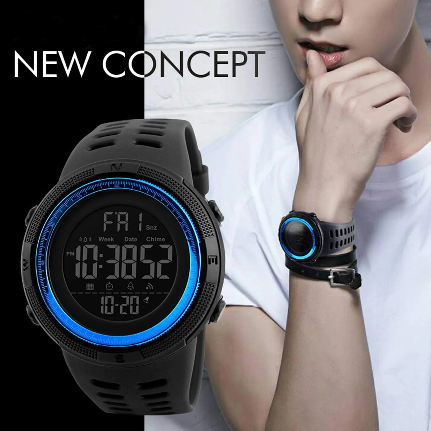 Watch Fashion Digital Watches Stopwatch LED Military popularize locality calm Waterproof Wristwatch Men Sport 