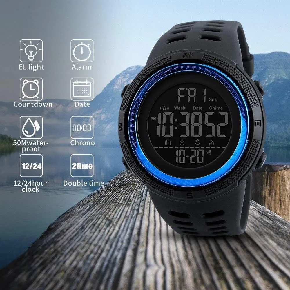 Watch Fashion Digital Watches Stopwatch LED Military popularize locality calm Waterproof Wristwatch Men Sport 