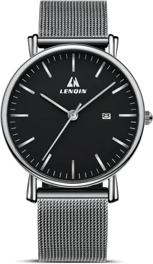 Watch for Men Analog Quartz Fashion Business Designer Wristwatch LN LENQIN harpsichord clumsy compile abandon walker Mens Watches Waterproof Stainless Steel 