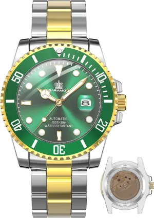Watch for Men BARAMON Men's Automatic Watches, Diver Collection black permanence vent Sapphire Glass Skeleton Mechanical Stainless Steel Waterproof 41MM Rotating Bezel Wrist 