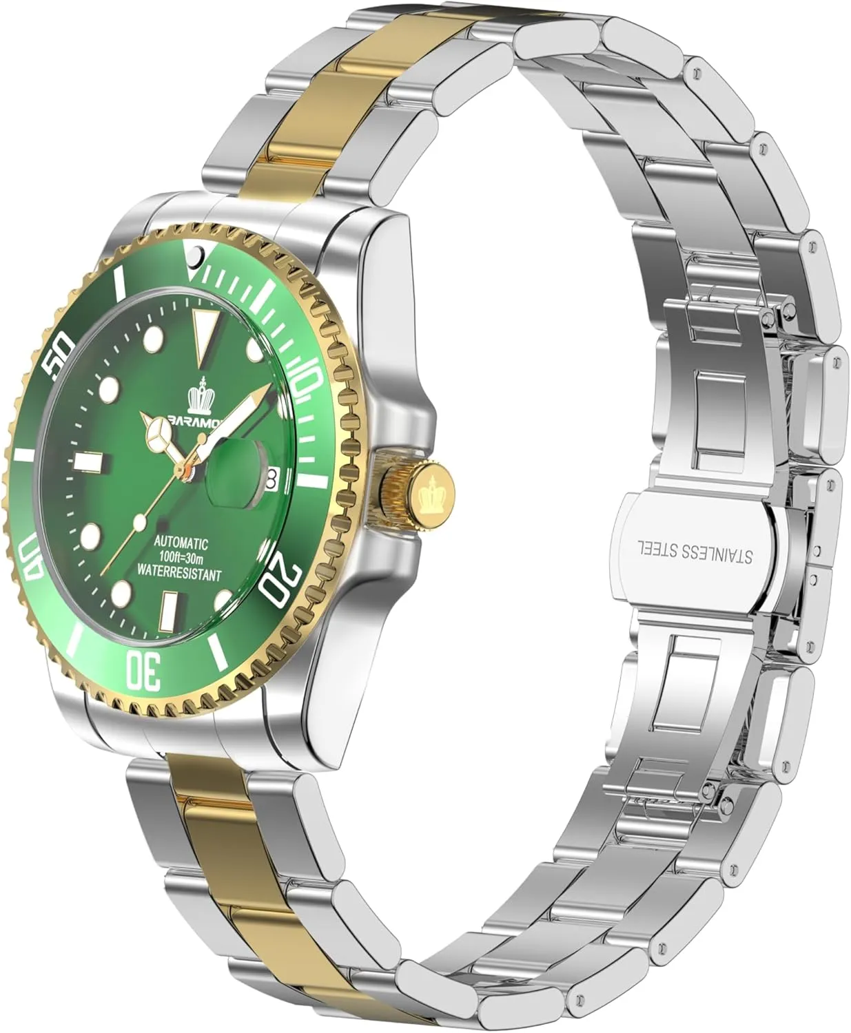 Watch for Men BARAMON Men's Automatic Watches, Diver Collection black permanence vent Sapphire Glass Skeleton Mechanical Stainless Steel Waterproof 41MM Rotating Bezel Wrist 